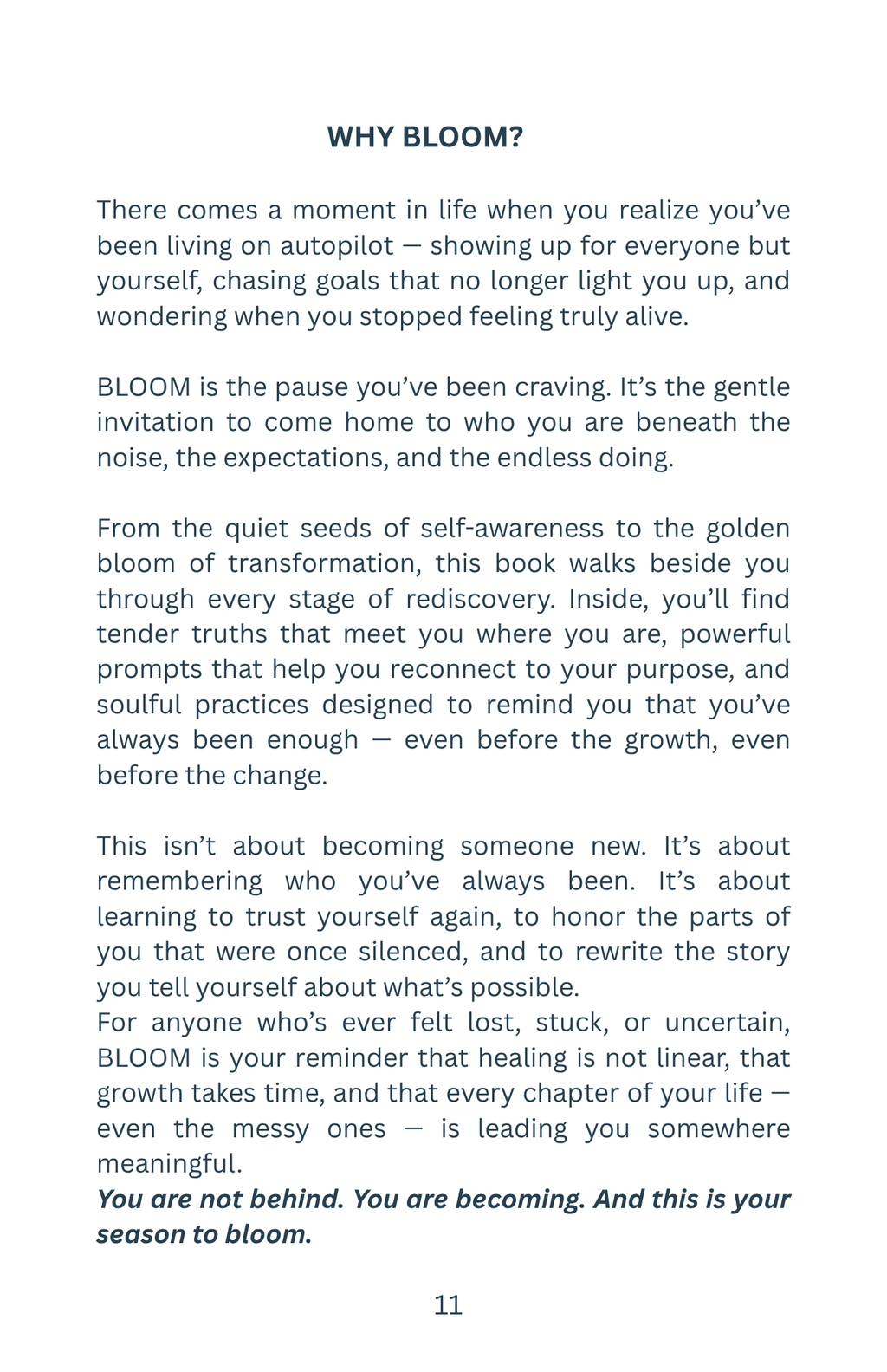 BLOOM: A Journey Back To Yourself