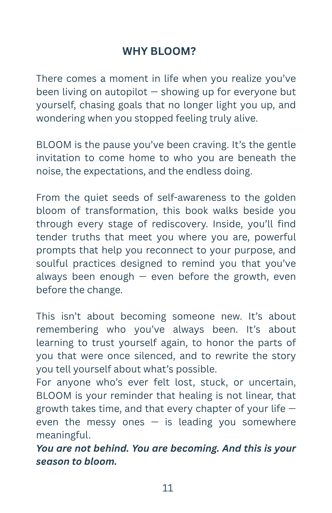 BLOOM: A Journey Back To Yourself