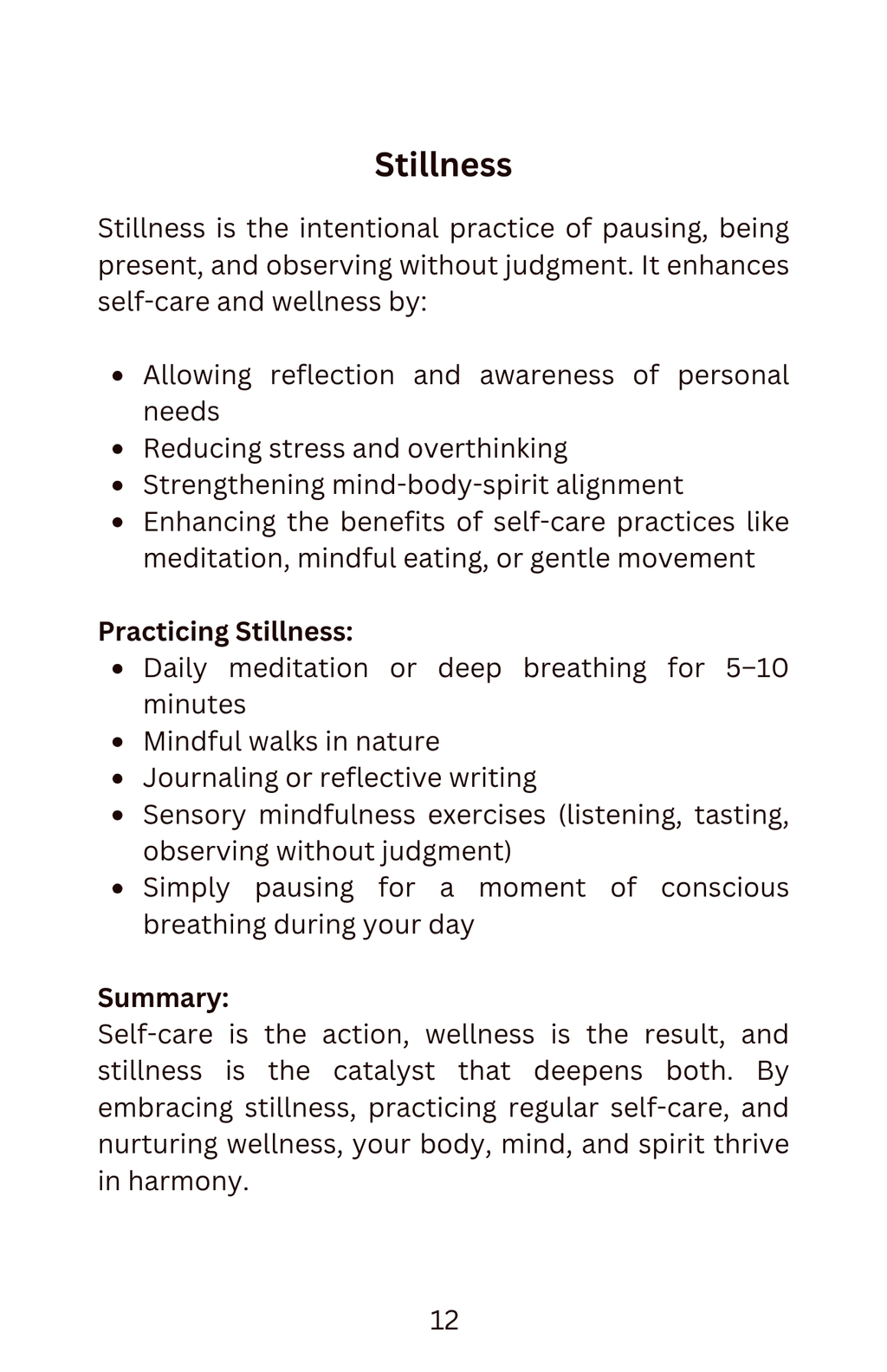The Gift of Stillness: Embracing Self-Care & Wellness