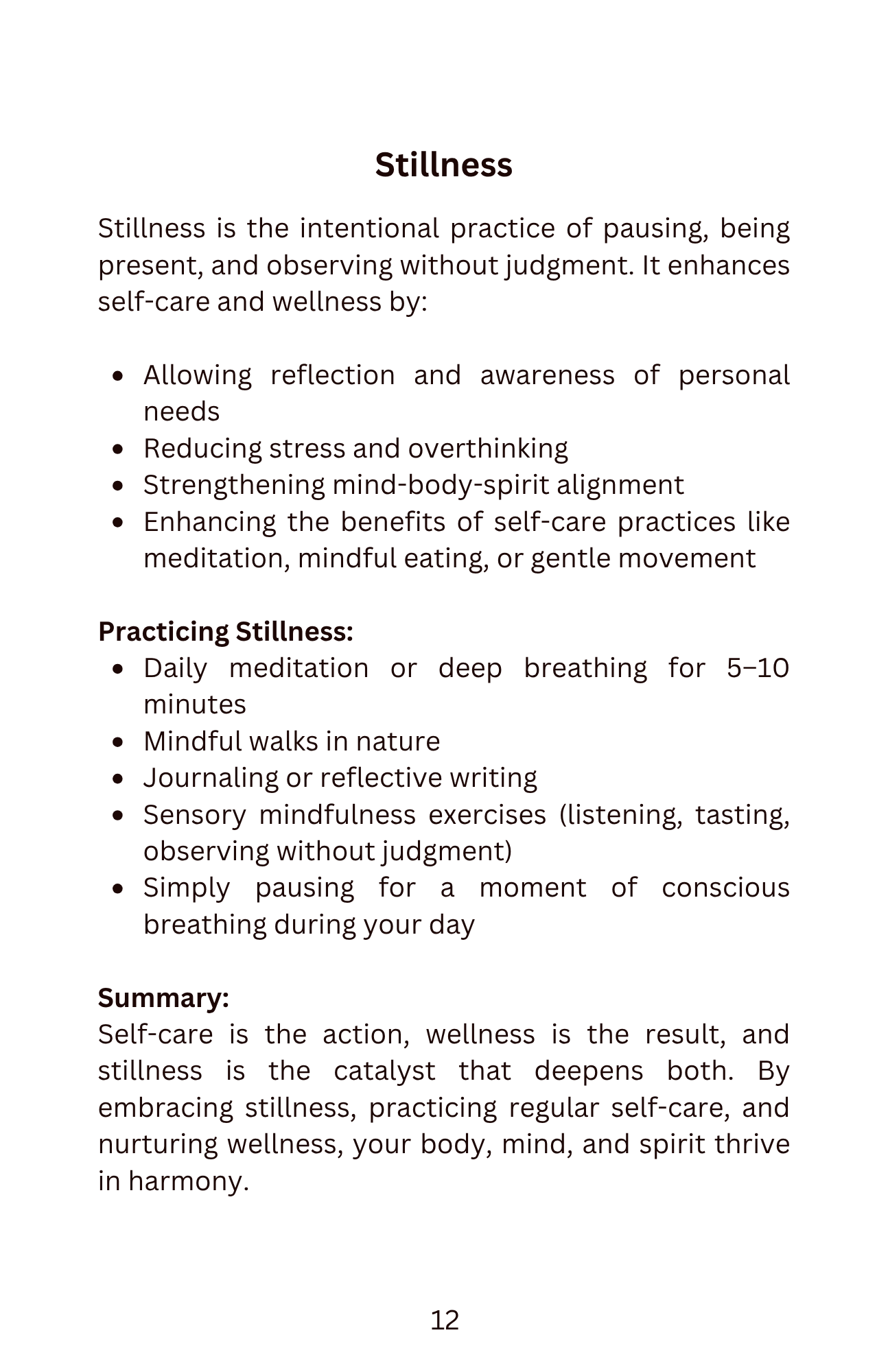The Gift of Stillness: Embracing Self-Care & Wellness