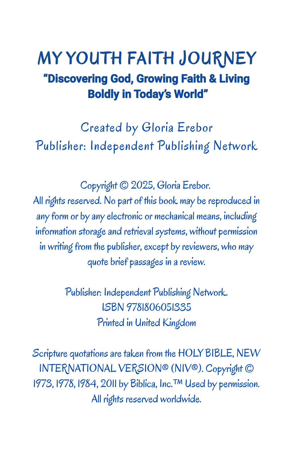 MY YOUTH FAITH JOURNEY: Discovering God, Growing Faith & Living Boldly in Today's World